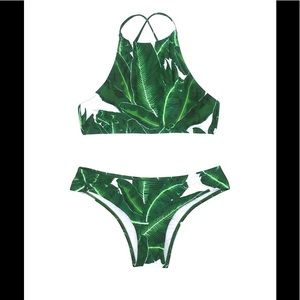 NWOT CupShe forest leaves tank bikini set